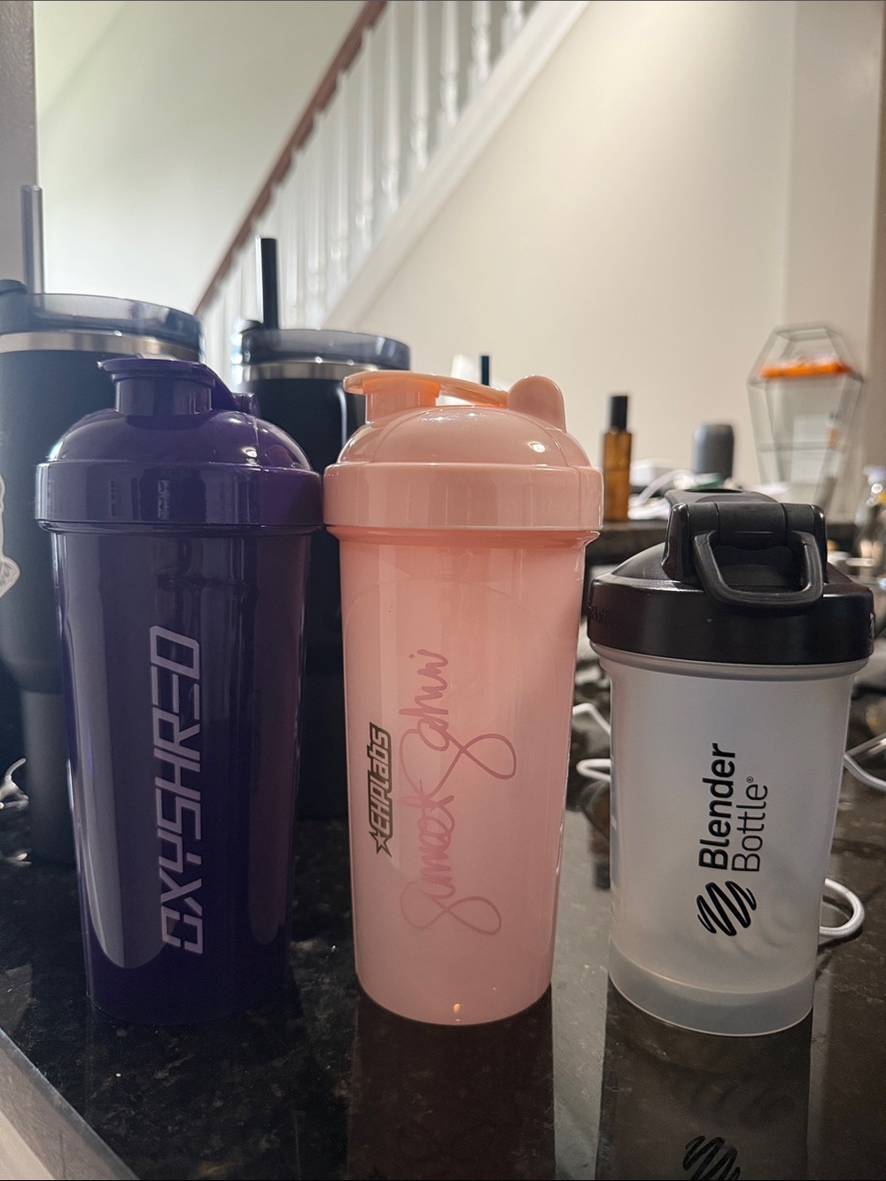 EHP labs Gym Shaker Bottle Trio - Purple, Pink, Frosted